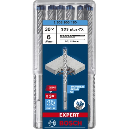 Broca para martillo EXPERT SDS plus-7X de 6 x 50 x 115 mm, 30 unidades