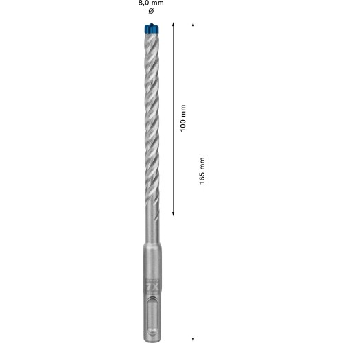 Broca para martillo EXPERT SDS plus-7X de 8 x 100 x 165 mm, 50 unidades