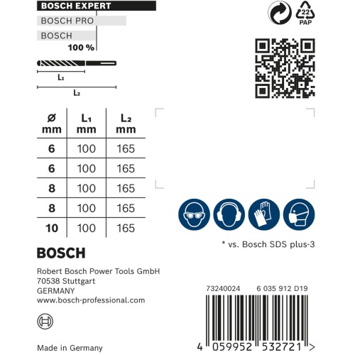 Set de brocas para martillo EXPERT SDS plus-7X de 6/6/8/8/10 mm, 5 unidades