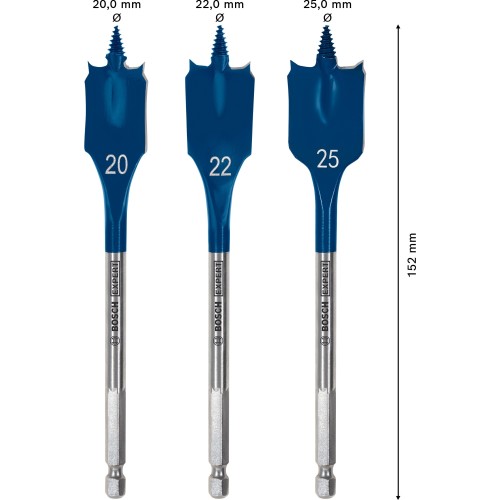 Set de brocas fresadoras planas EXPERT Self Cut Speed de 20/22/25 mm, 3 unidades