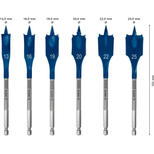Set de brocas fresadoras planas EXPERT Self Cut Speed de 13/16/19/20/22/25 mm, 6 unidades