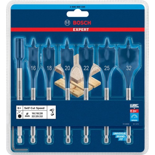 Set de brocas fresadoras planas EXPERT Self Cut Speed de 16/18/20/22/25/32 mm, 7 unidades