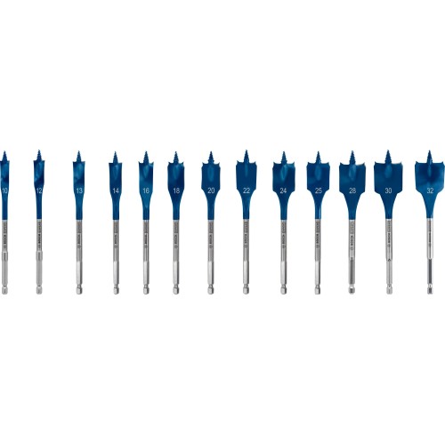 Set de brocas fresadoras planas EXPERT Self Cut Speed de 10/12/13/14/16/18/20/22/24/25/28/30/32 mm, 13 unidades