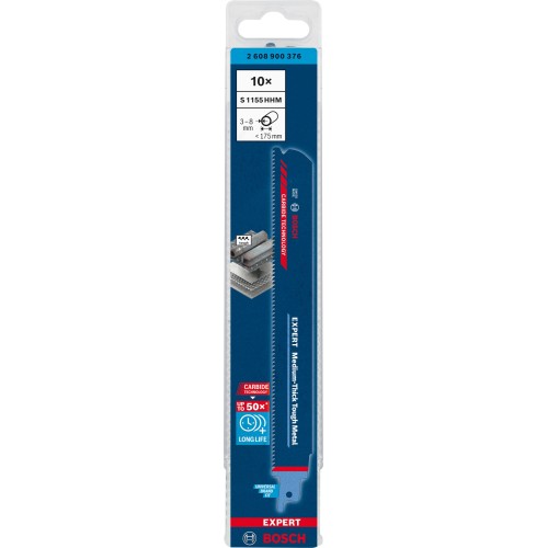 Hoja de sierra sable EXPERT ‘Medium-Thick Tough Metal’ S 1155 HHM, 10 unidades
