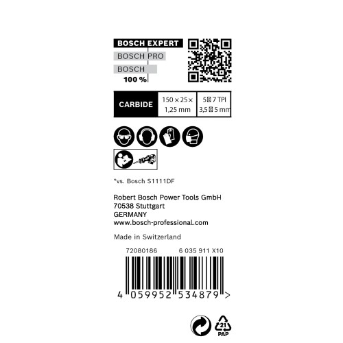 Hoja de sierra sable EXPERT Wood with Metal Demolition S967XHM 10 uds.