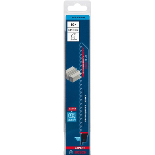 Hoja de sierra sable EXPERT ‘Aerated Concrete’ S 1141 HM, 10 unidades