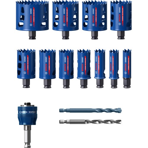 Set de sierras de corona EXPERT Multi Material de 20/22/25/32/35/40/44/51/60/64/76 mm, 14 uds.