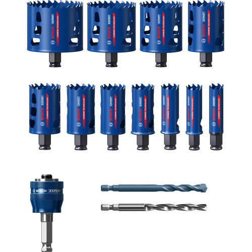 Set de sierras de corona EXPERT Multi Material de 20/22/25/32/35/40/44/51/60/68/76 mm, 14 uds.