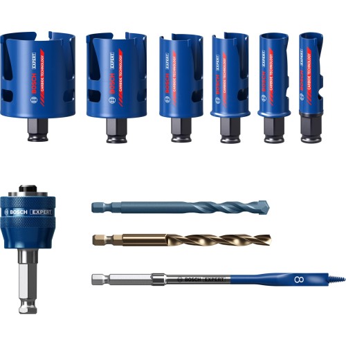 Set de sierra de corona EXPERT Construction Material de 20/25/32/38/51/64 mm, 10 unidades