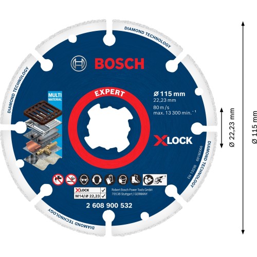 Disco de corte EXPERT Diamond Metal Wheel X-LOCK de 115 x 22,23 mm