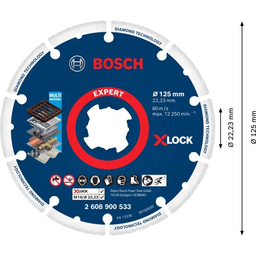 Disco de corte EXPERT Diamond Metal Wheel X-LOCK de 125 x 22,23 mm