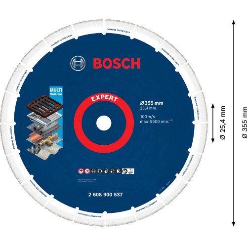 Disco de corte EXPERT Diamond Metal Wheel de gran tamaño de 355 x 25,4 mm