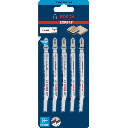 Hoja de sierra de calar EXPERT ‘Hardwood 2-side clean’ T 308 BF, 5 unidades