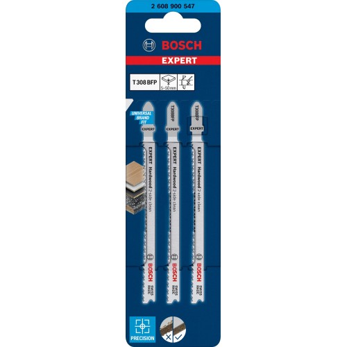Hoja de sierra de calar EXPERT ‘Hardwood 2-side clean’ T 308 BFP, 3 unidades