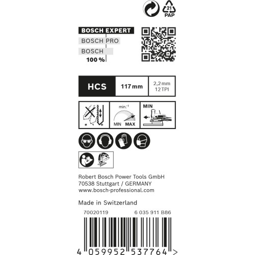 Hoja de sierra de calar EXPERT 'Wood 2-side clean' T 308 B, 25 unidades