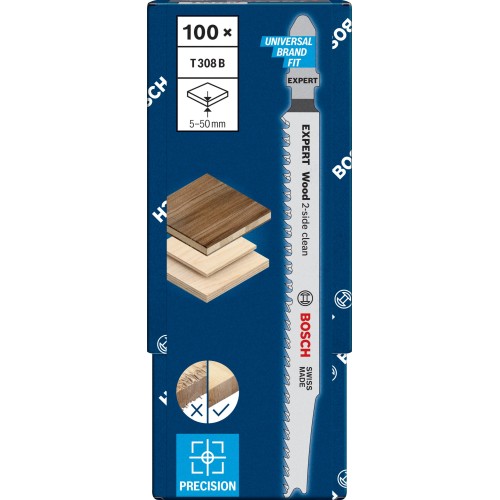 Hoja de sierra de calar EXPERT 'Wood 2-side clean' T 308 B, 100 unidades