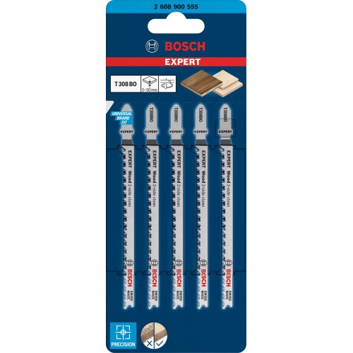 Hoja de sierra de calar EXPERT 'Wood 2-side clean' T 308 BO, 5 unidades