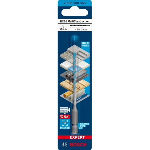 Broca EXPERT HEX-9 MultiConstruction de 3 x 45 x 90 mm