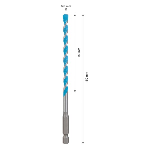 Broca EXPERT HEX-9 MultiConstruction de 6 x 90 x 150 mm