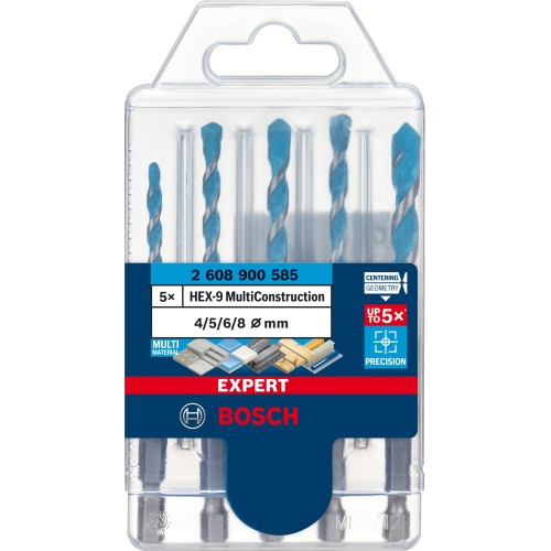 Set de 5 brocas EXPERT HEX-9 MultiConstruction de 4/5/6/6/8 mm