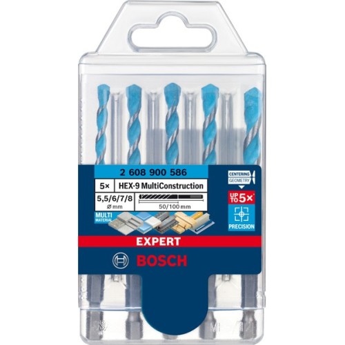 Set de 6 brocas EXPERT HEX-9 MultiConstruction de 5,5/6/6/7/8 mm