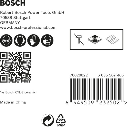 Set de brocas para tejas EXPERT HEX-9 Hard Ceramic de 5 mm, 5 unidades