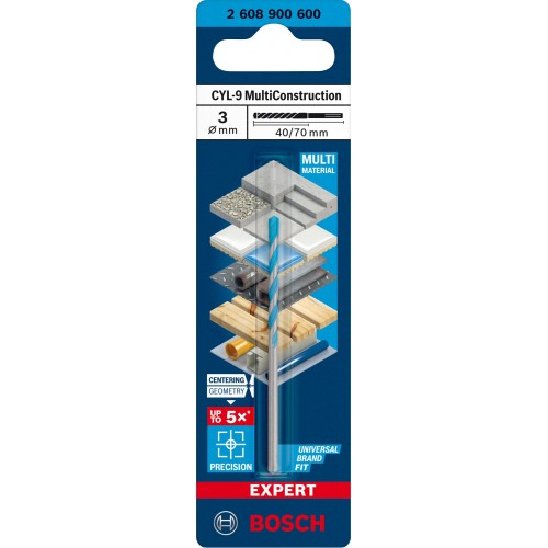 Broca EXPERT CYL-9 MultiConstruction de 3 x 40 x 70 mm
