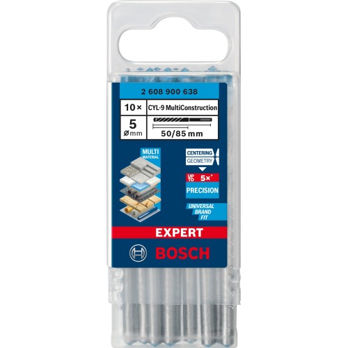 Broca EXPERT CYL-9 MultiConstruction de 5 x 50 x 85 mm, 10 unidades
