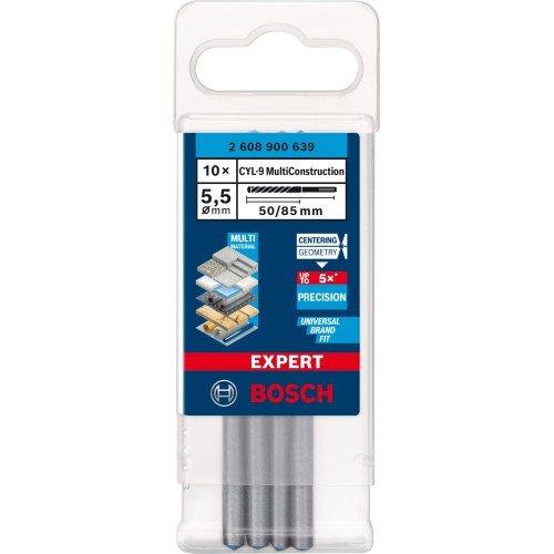 Broca EXPERT CYL-9 MultiConstruction de 5,5 x 50 x 85 mm, 10 unidades