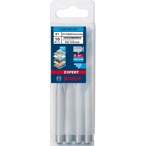 Broca EXPERT CYL-9 MultiConstruction de 10 x 80 x 120 mm, 8 unidades