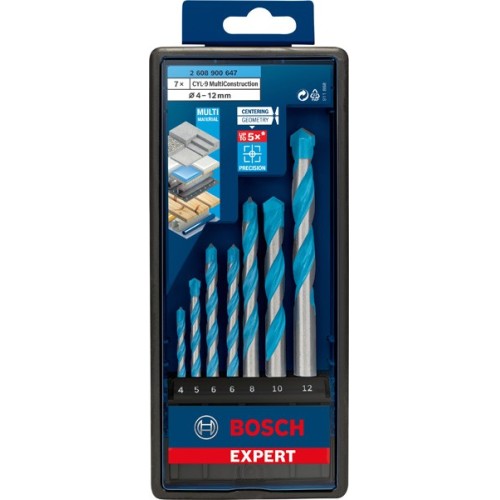 Set de brocas EXPERT MultiConstruction CYL-9 de 4/5/6/6/8/10/12 mm, 7 unidades