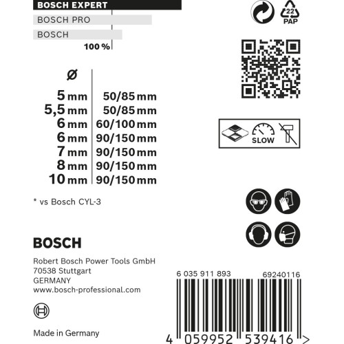 Set de brocas EXPERT MultiConstruction CYL-9 de 5/5,5/6/6/7/8/10 mm, 7 unidades