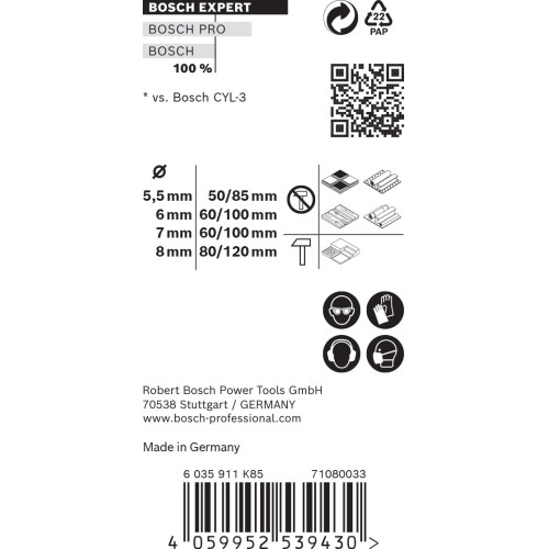 Set de brocas EXPERT MultiConstruction CYL-9 de 5,5/6/7/8 mm, 4 unidades