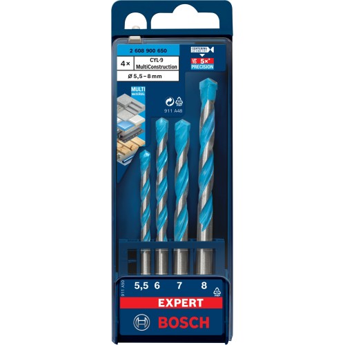Set de brocas EXPERT MultiConstruction CYL-9 de 5,5/6/7/8 mm, 4 unidades