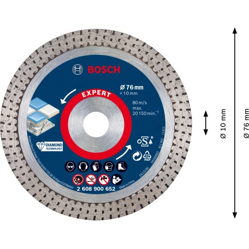 Disco de corte de diamante EXPERT HardCeramic 76 mm de 76 x 1,5 x 10 mm