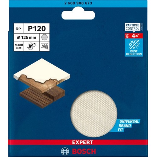 Malla de lija EXPERT M480 para lijadoras excéntricas de 125 mm, G 120, 5 unidades