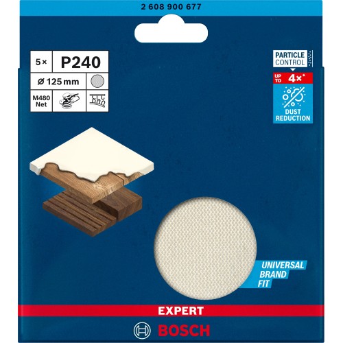 Malla de lija EXPERT M480 para lijadoras excéntricas de 125 mm, G 240, 5 unidades