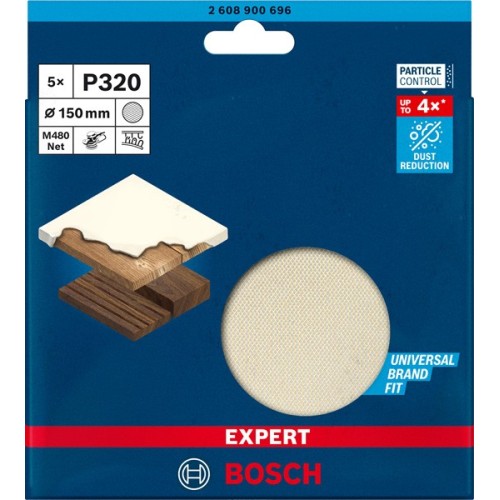 Malla de lija EXPERT M480 para lijadoras excéntricas de 150 mm, G 320, 5 unidades