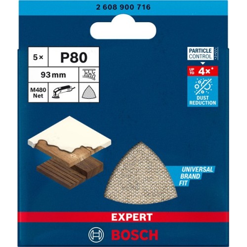 Malla de lija EXPERT M480 para lijadoras delta de 93 mm, G 80, 5 unidades