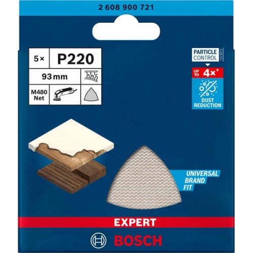 Malla de lija EXPERT M480 para lijadoras delta de 93 mm, G 220, 5 unidades