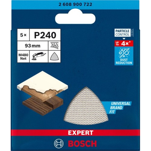Malla de lija EXPERT M480 para lijadoras delta de 93 mm, G 240, 5 unidades