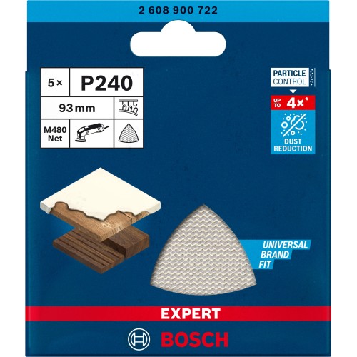 Malla de lija EXPERT M480 para lijadoras delta de 93 mm, G 240, 5 unidades