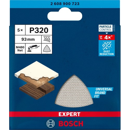 Malla de lija EXPERT M480 para lijadoras delta de 93 mm, G 320, 5 unidades