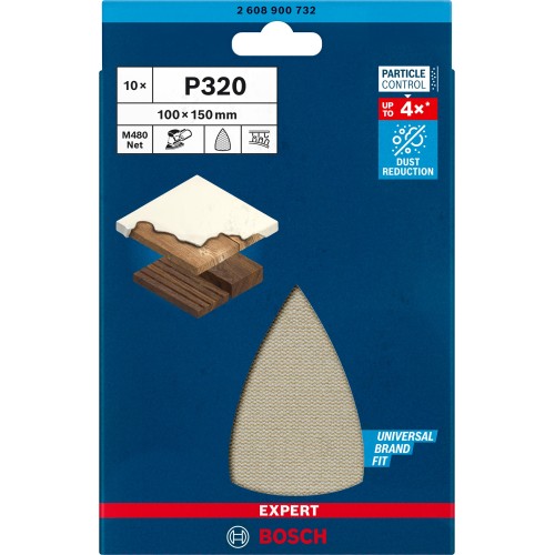 Malla de lija EXPERT M480 para multilijadoras de 100 x 150 mm, G 320, 10 unidades