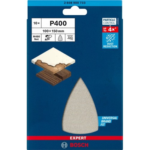 Malla de lija EXPERT M480 para multilijadoras de 100 x 150 mm, G 400, 10 unidades