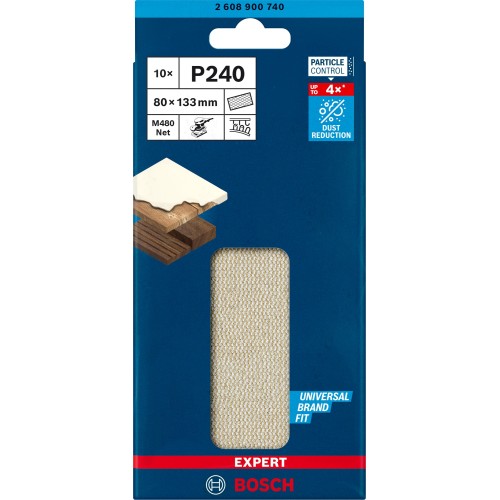 Malla de lija EXPERT M480 para lijadoras orbitales de 80 x 133 mm, G 240, 10 unidades