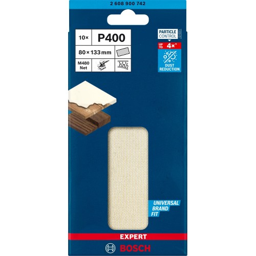 Malla de lija EXPERT M480 para lijadoras orbitales de 80 x 133 mm, G 400, 10 unidades