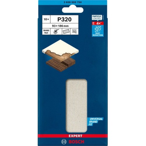 Malla de lija EXPERT M480 para lijadoras orbitales de 93 x 186 mm, G 320, 10 unidades