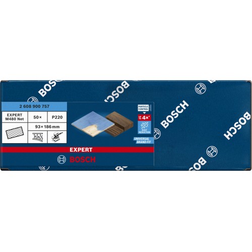 Malla de lija EXPERT M480 para lijadoras orbitales de 93 x 186 mm, G 220, 50 unidades