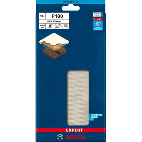 Malla de lija EXPERT M480 para lijadoras orbitales de 115 x 230 mm, G 180, 10 unidades